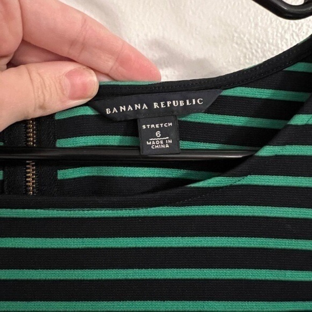 Banana Republic Womens Striped Ponte Top Size 6 Stretch Green Black Career‎ - Picture 3 of 7
